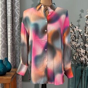 LNA Clothing Tie-Dye Multi-Colored Blur Print Blouse